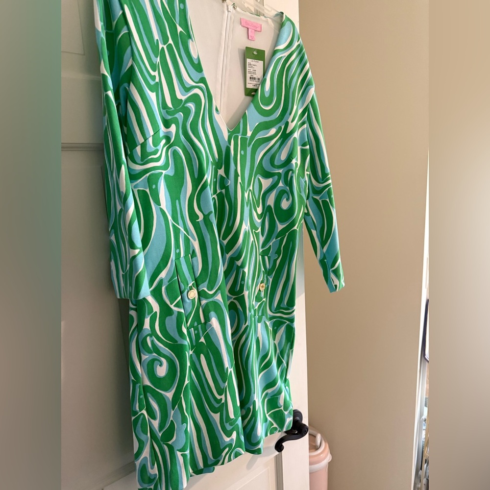 Lilly Pulitzer Green and White Charlena Shift Dress